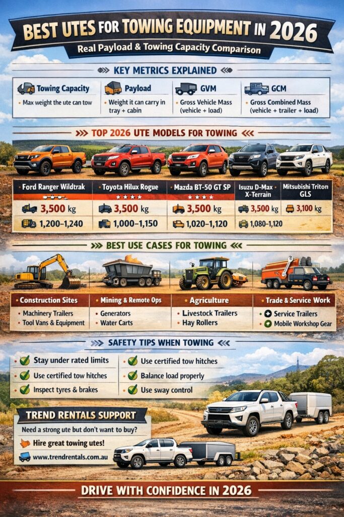 infographic Best Utes for Towing Equipment in 2026 (Real Payload Comparisons)