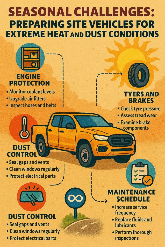 infographic Seasonal Challenges: Preparing Site Vehicles for Extreme Heat and Dust Conditions