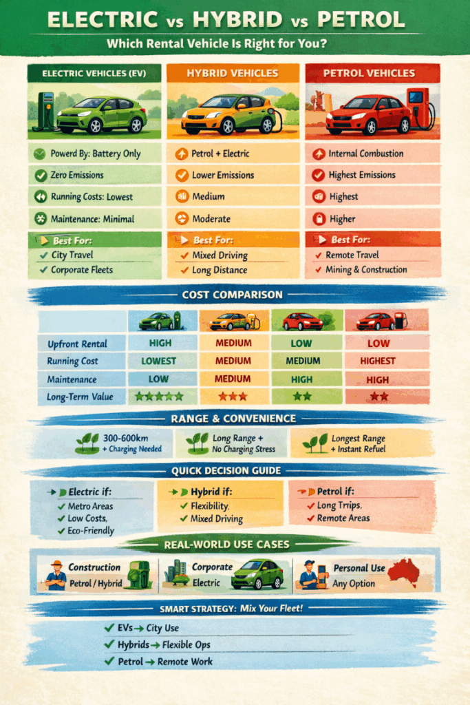 Electric vs Hybrid vs Petrol: Which Rental Vehicle Is Right for You?