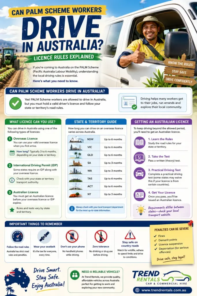 infographic Can PALM Scheme Workers Drive in Australia? Licence Rules Explained