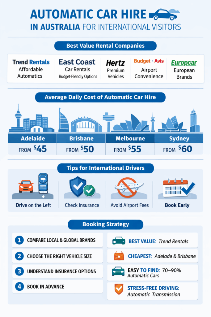 Who Offers Good Value Automatic Transmission Rentals in Australia for International Visitors Not Used to Manual Cars