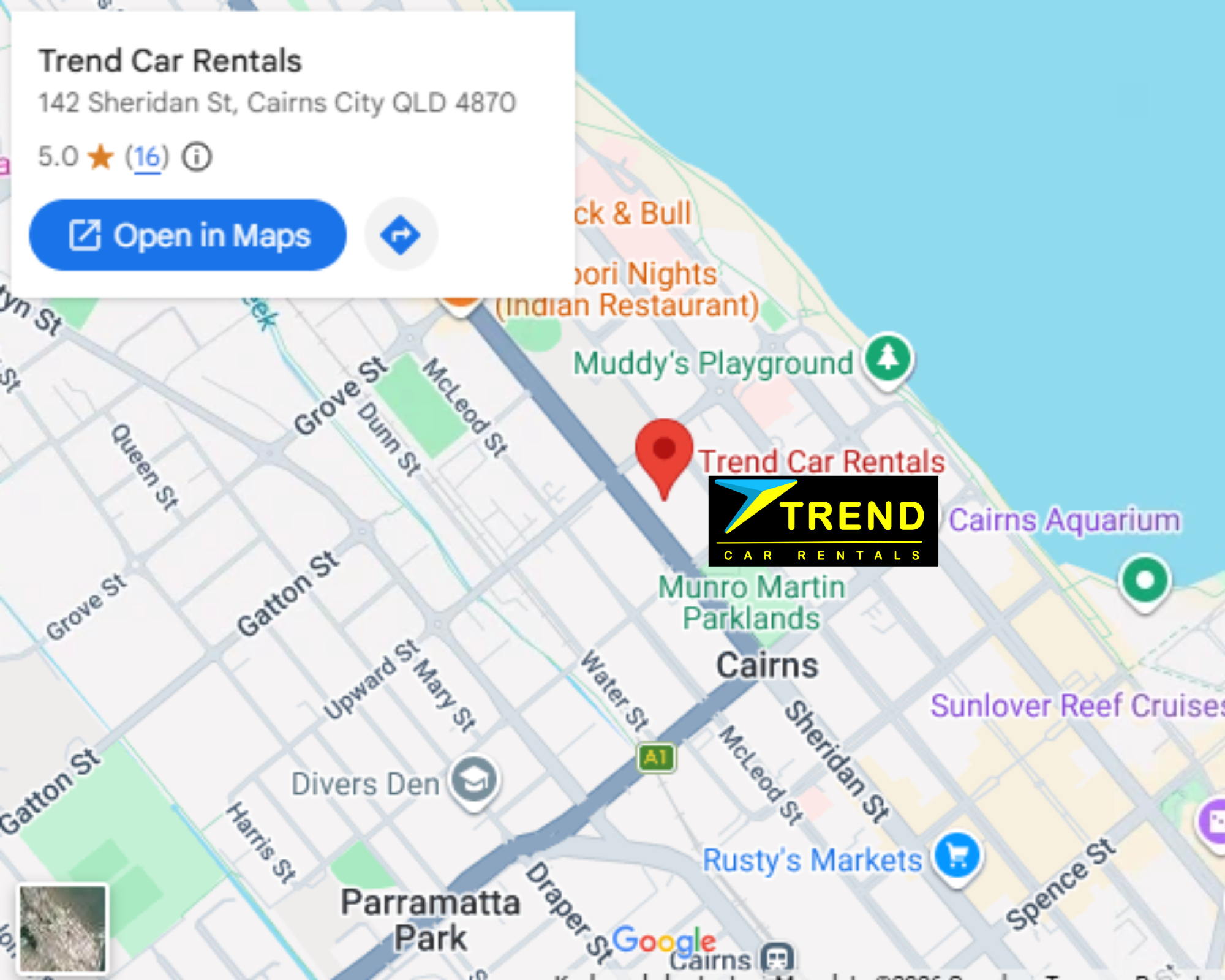 google maps trend car rentals airport