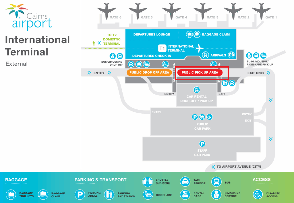 pick up guide for International arrivals cairns airport